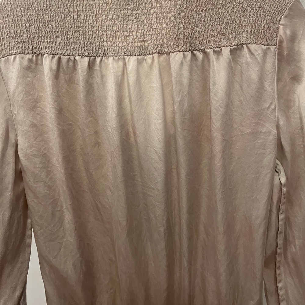 White House Black Market Gold Ruffled Blouse with Mandarin Collar Size M - Picture 7 of 10